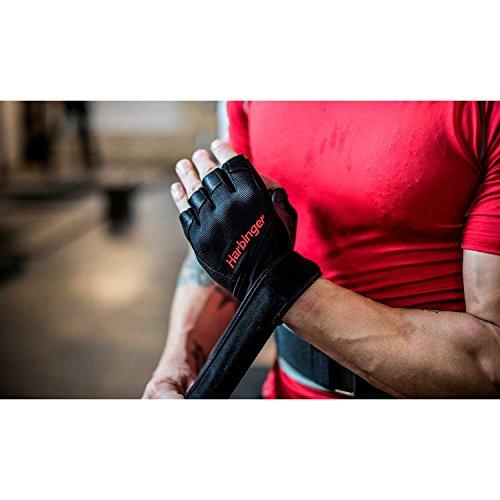 Harbinger Harbinger Pro Wristwrap Weightlifting Gloves with Vented Cushioned Leather Palm (Pair), X-Large, Black
