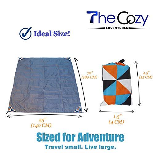 TheCozy Adventures Outdoor Picnic Blanket - Compact, Lightweight, Sand Proof Pocket Blanket Best Mat for The Beach, Hiking, Travel, Camping, Festivals with Pockets, Loops, Stakes, Carabiner (Camouflage lattice)