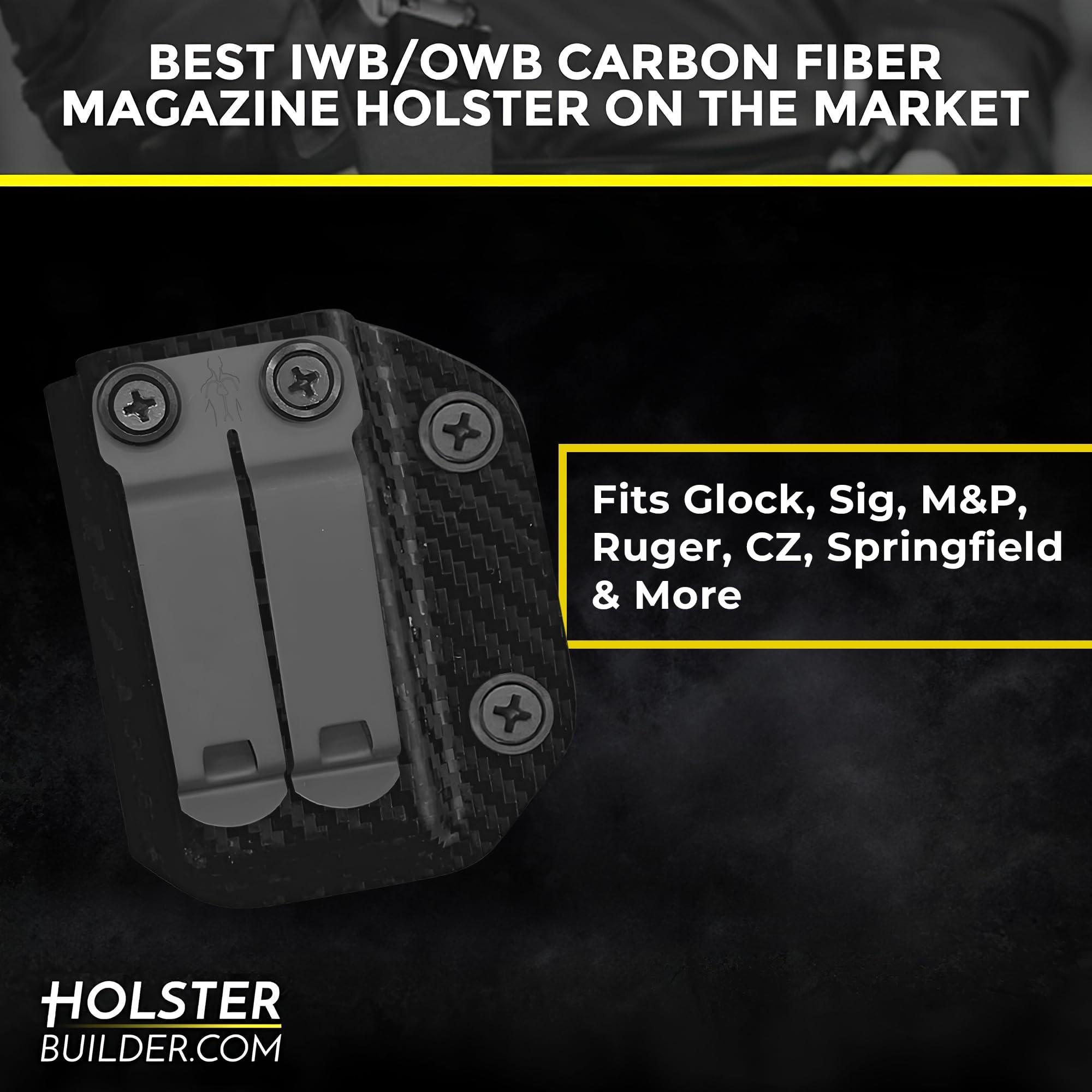 HolsterBuilder HolsterBuilder Ambidextrous IWB/OWB Carbon Fiber Magazine Holster - Convenient Concealment Holster with Mag Pouch - Accessory for Men & Women - Sig P320