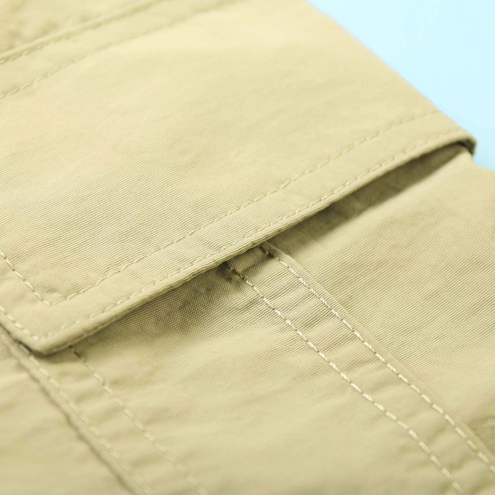 OCHENTA OCHENTA Mens Expandable Waist Outdoor Casual Lightweight Quick Dry Cargo Fishing Hiking Shorts Khaki 40