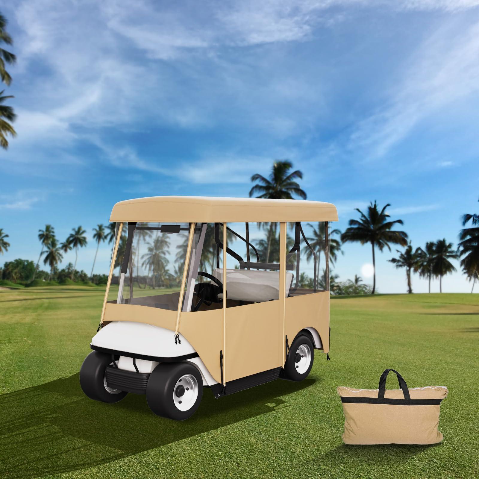 Happybuy Happybuy Golf Cart Enclosure, 4-Person Golf Cart Cover, 4-Sided Fairway Deluxe, 300D Waterproof Driving Enclosure with Transparent Windows, Fit for EZGO, Club Car, Yamaha Cart (Roof Up to 78.7''L)