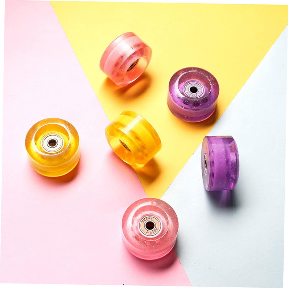 BESPORTBLE BESPORTBLE 4pcs Pulley Skate Quad Roller Shoes Caster Wheels Rollers Tires Roller-skating Wheel Creative Skating Wheel Double Row Wheel Outdoor Skating Accessory Decorative Wheel Pp Purple