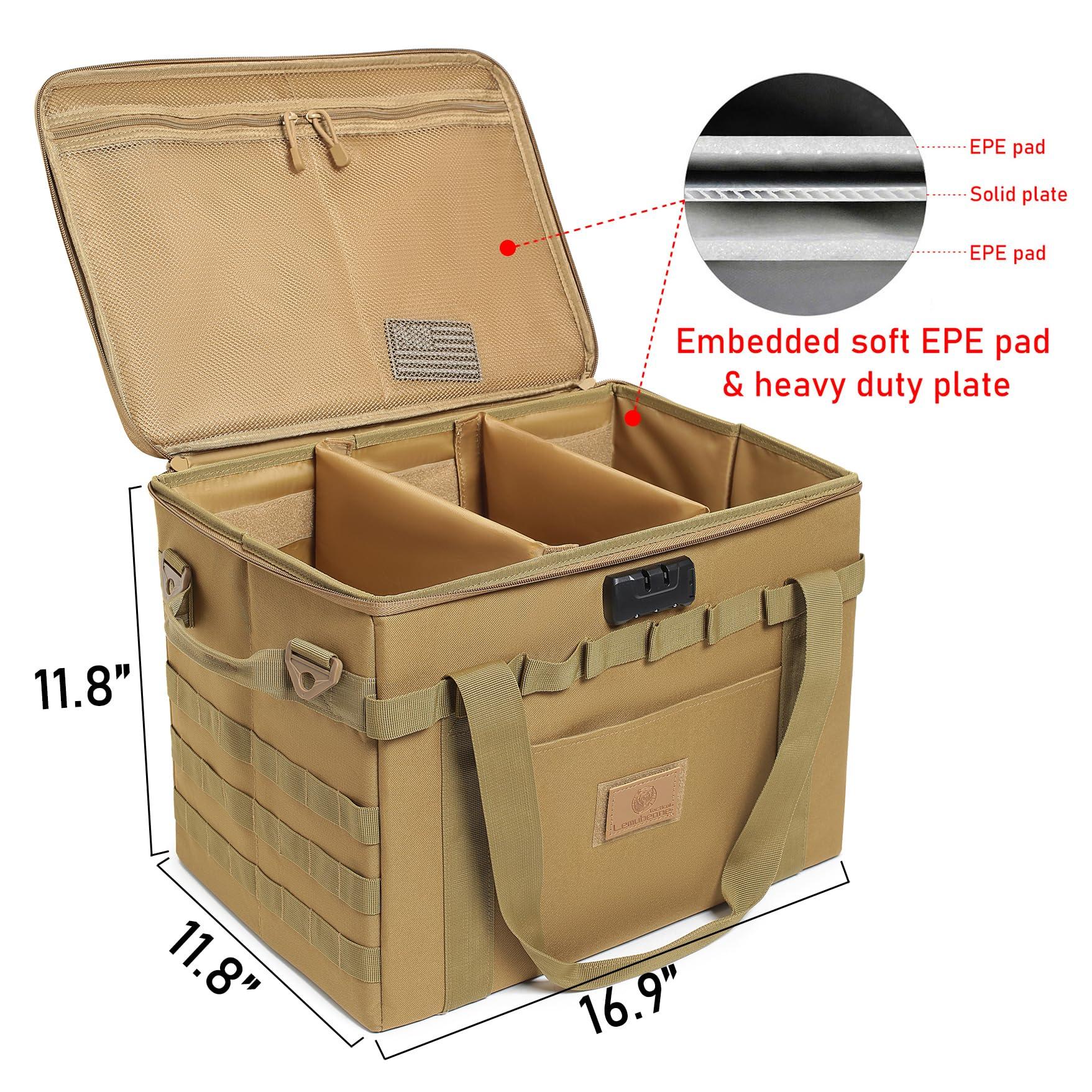 Lemubeane Lemubeane Tactical Camping Storage Bag - 38L Utility Tote Bag Organizer with Combination Lock and Shoulder Strap (Tan, 38L)