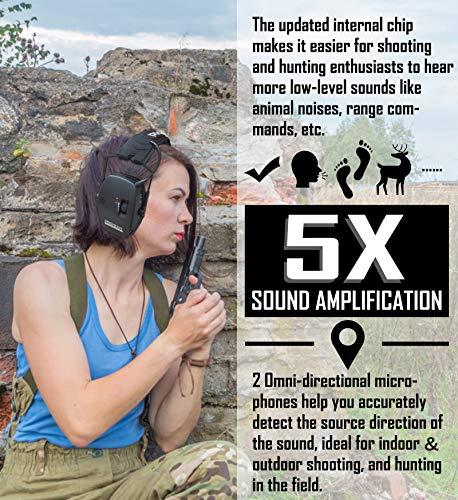 PROHEAR PROHEAR Digital Electronic Shooting Ear Protection Muffs with GEP02 Gel Ear Pads, Hunting Sound Amplification Earmuffs, NRR 23dB Low Profile Hearing Protection for Gun Range - Black