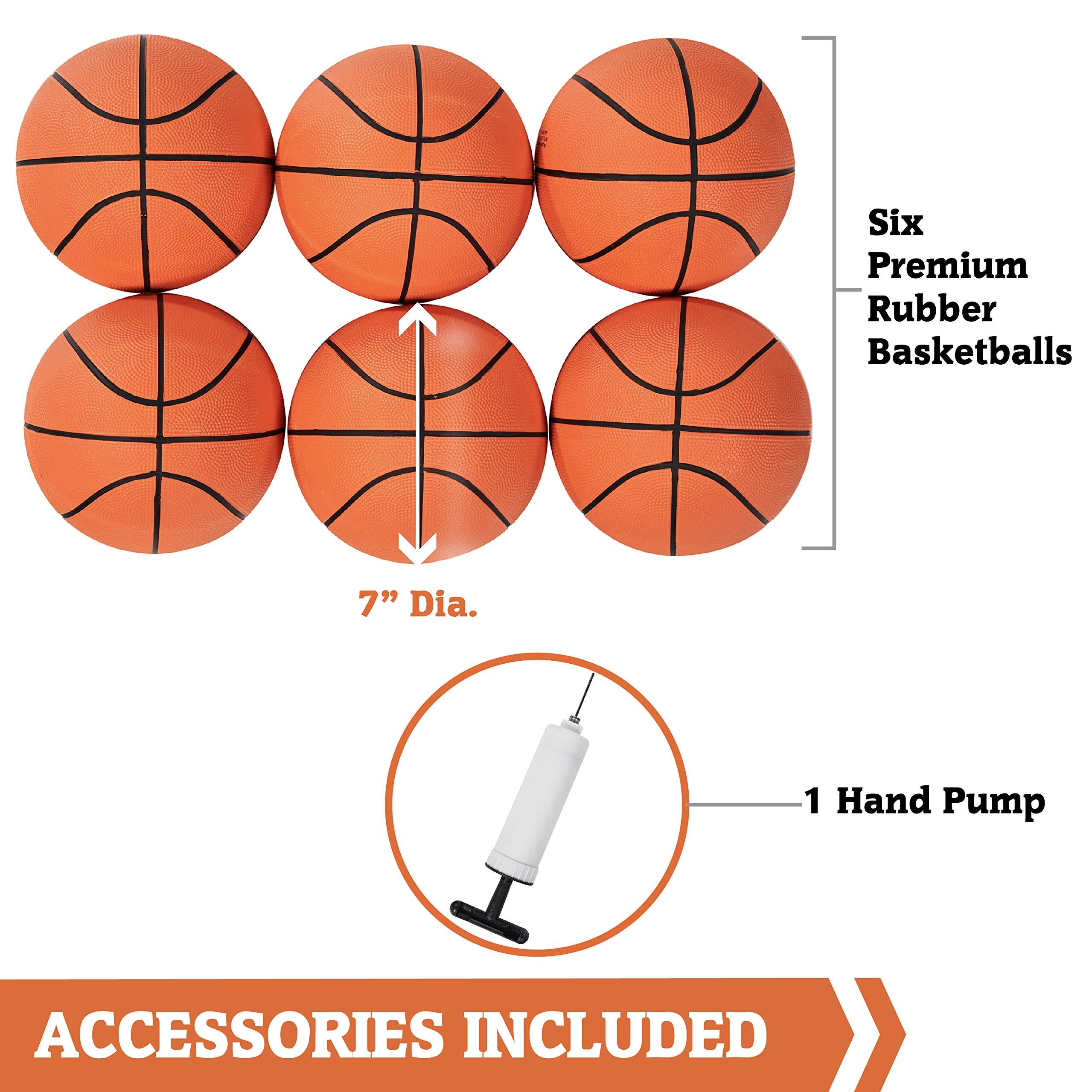 Hall of Games Hall of Games EZ Fold Premium Indoor Arcade Basketball Game with Steel Frame and Polycarbonate Backboard, Dual Shot Electronic Scoring with 6 Size 3 Balls Included, Perfect for Basement Game Rooms
