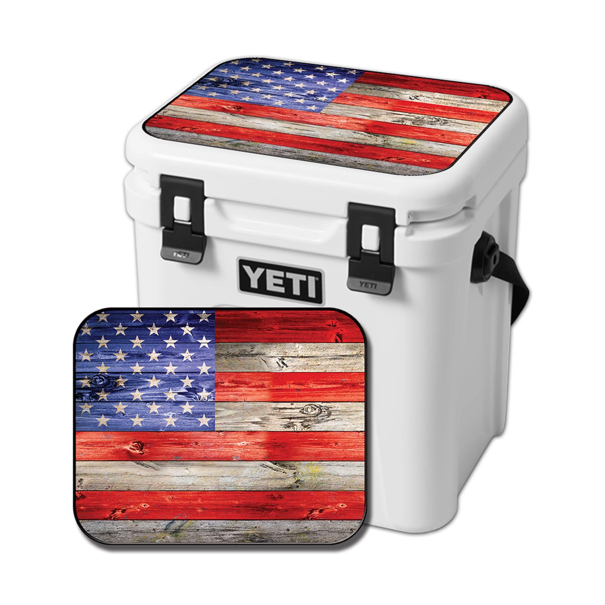 USATuff USATuff Vinyl Cooler Lid Kit Compatible with YETI 24 qt Roadie | Easy Peel & Stick Application Cooler Skin Decal Wrap | Durable Pre-Cut Pieces | Made for Outdoor Use - USA Flag Color