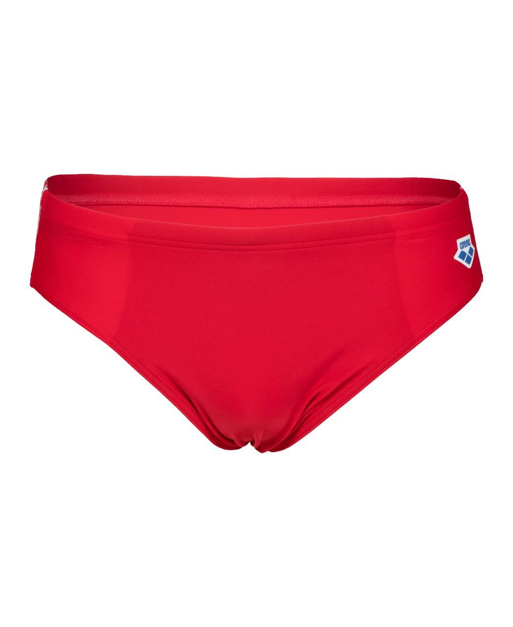 ARENA ARENA Feel Icons Solid Men's Swim Brief Waterfeel Stretchy Fitness Swimming Stylish Suit, Red, 34