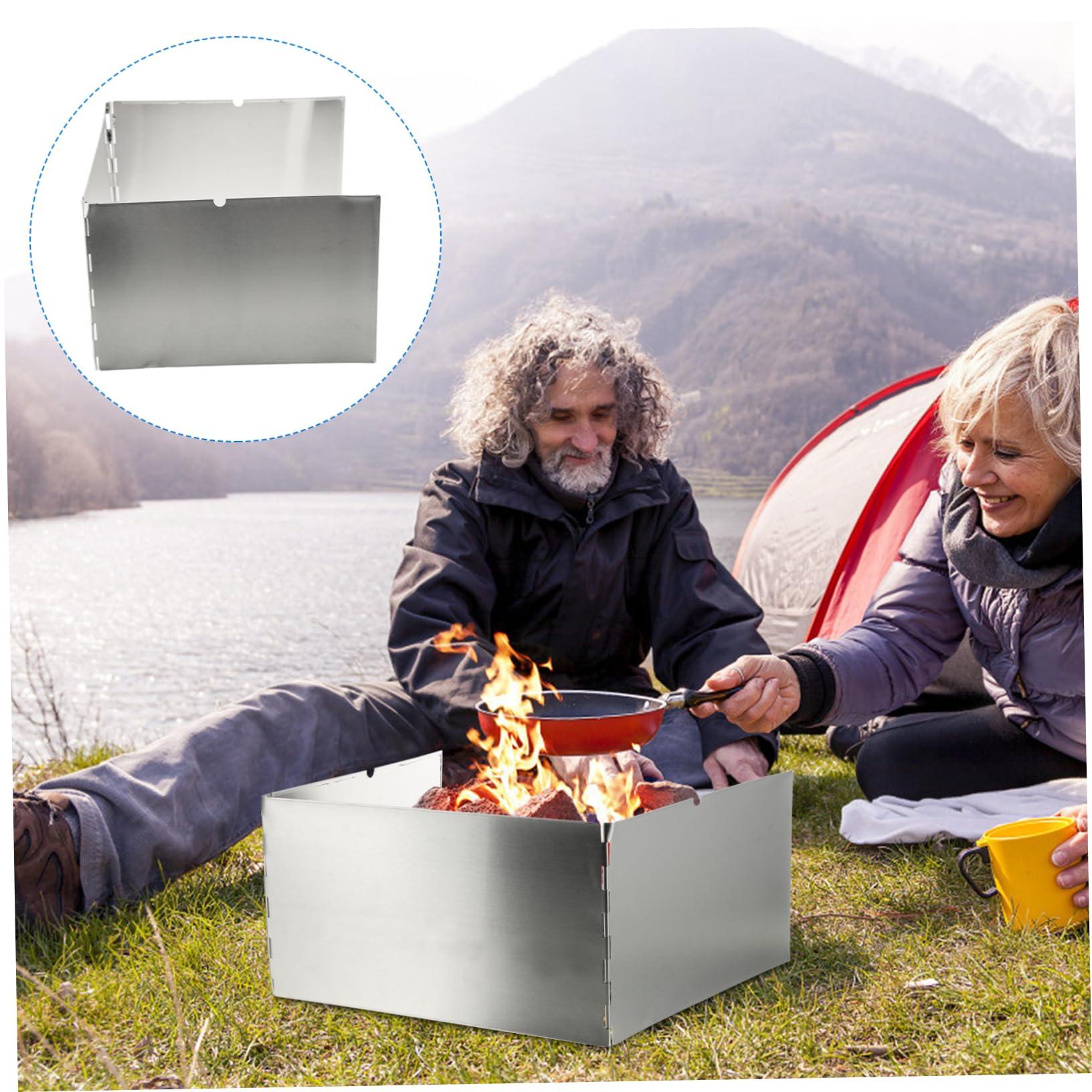 Yardwe Yardwe 1set Folding Stainless Steel Windscreen for Outdoor Camping Stove Efficient Lightweight Travel Accessory for Hiking and Cooking