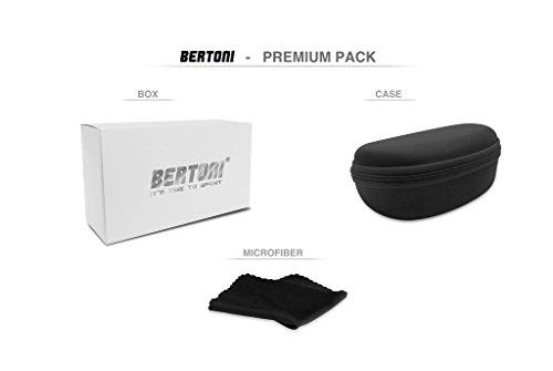 Bertoni Bertoni Glacier Polarized Sunglasses for Mountain Hiking Trekking Ski mod Cortina Italy Shiny Black (Photochromic Polarized Yellow)