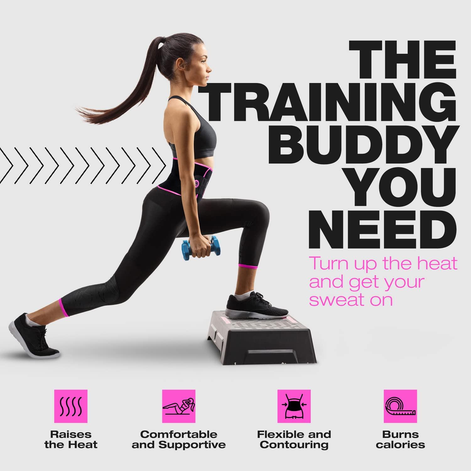 ActiveGear ActiveGear Waist Trainer for Women & Men - Sweat Band Waist Trimmer Belt for a Toned Look - Reinforced Trim and Hook & Loop Closure (Pink Hem, Large: 9 x 46)