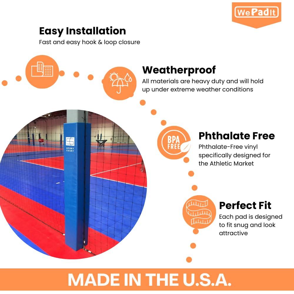 We Pad It We Pad It Safety Pole Pad, for Square Pole Only, 6 FT Tall, 1 Thick Foam, Weatherproof, UV-Resistant, Hook/Loop Closure