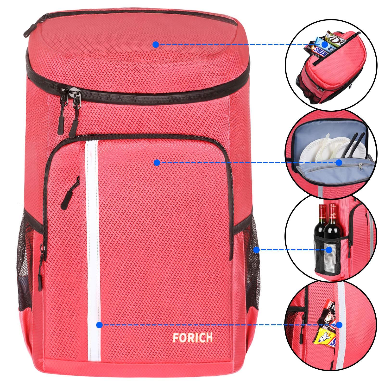 FORICH FORICH Backpack Cooler Leakproof Insulated Waterproof Backpack Cooler Bag, Lightweight Soft Beach Cooler Backpack for Men Women to Work Picnics Camping Hiking, 30 Cans (Watermelon Red)