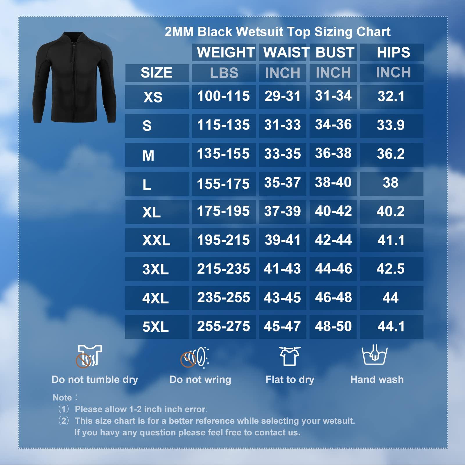 INTBOSS INTBOSS Wetsuit Top Men,2mm Mens Wetsuit Top 3mm Long Sleeve Wetsuit Jacket Men Front Zip Warm Wets Suit Jackets for Men Stretch Mens Wetsuit Top