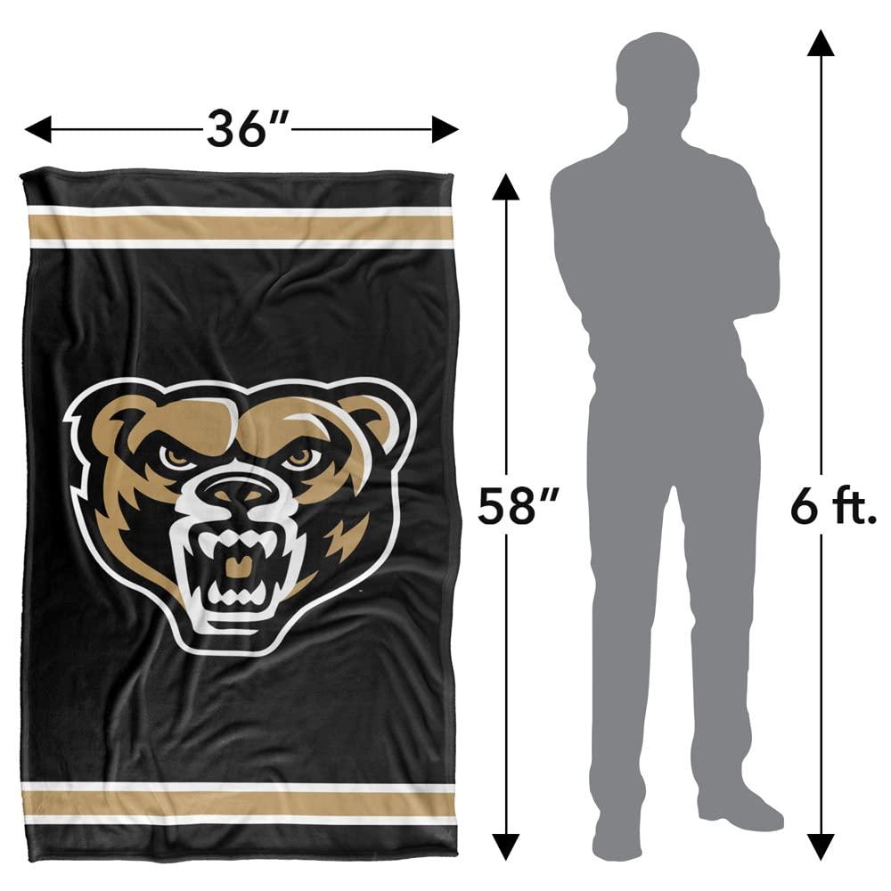 LOGOVISION Oakland University Golden Grizzlies Blanket, 36\"x58\", Primary Logo Stripes, Silky Touch Super Soft Throw
