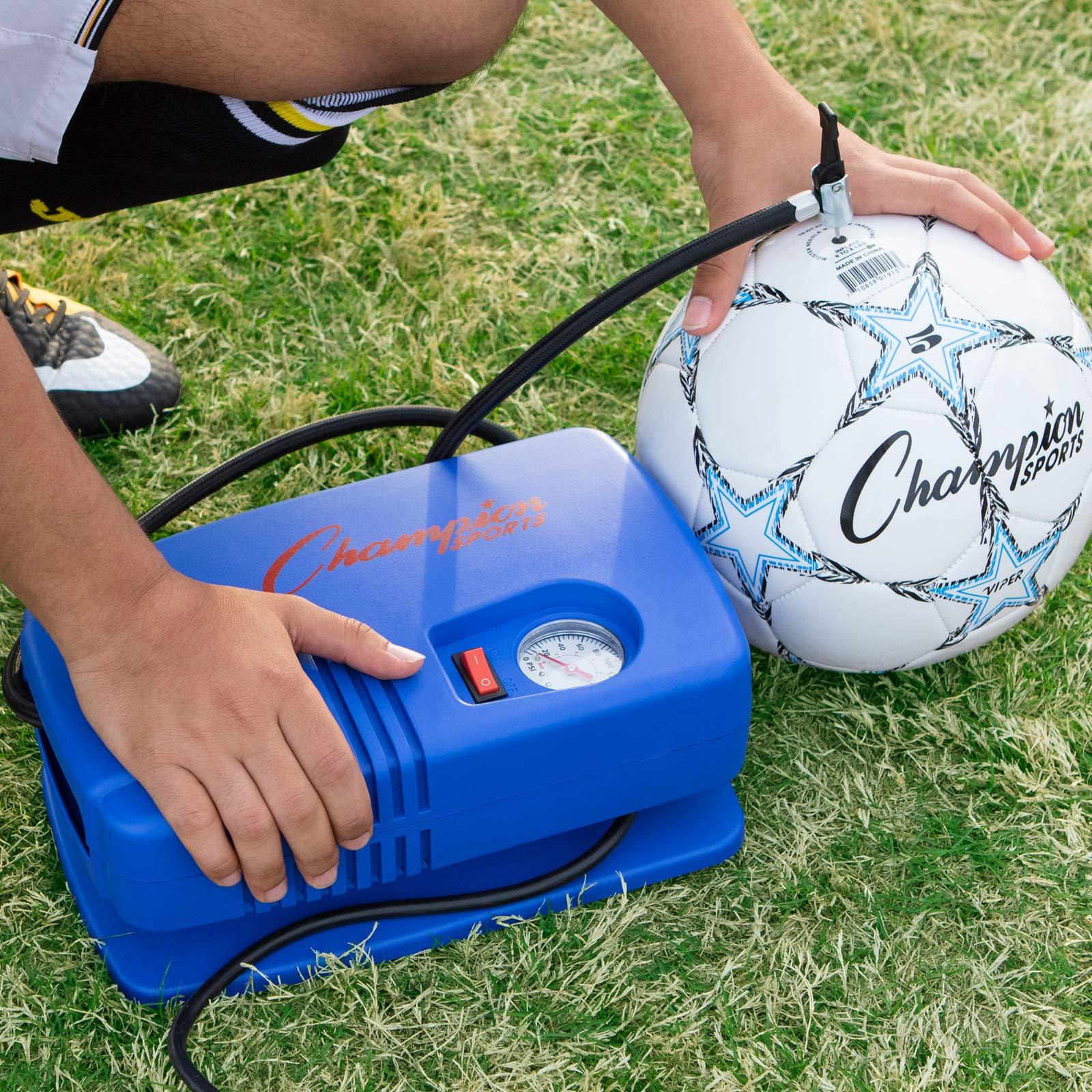 Champion Sports Champion Sports Electric Ball Pump for Basketball, Soccer, Volleyball, with Needle, Gauge, Hose - Quiet, Fast Air Pumps for Balls with up to 125 PSI - Premium Ball Inflator for Gyms, Schools