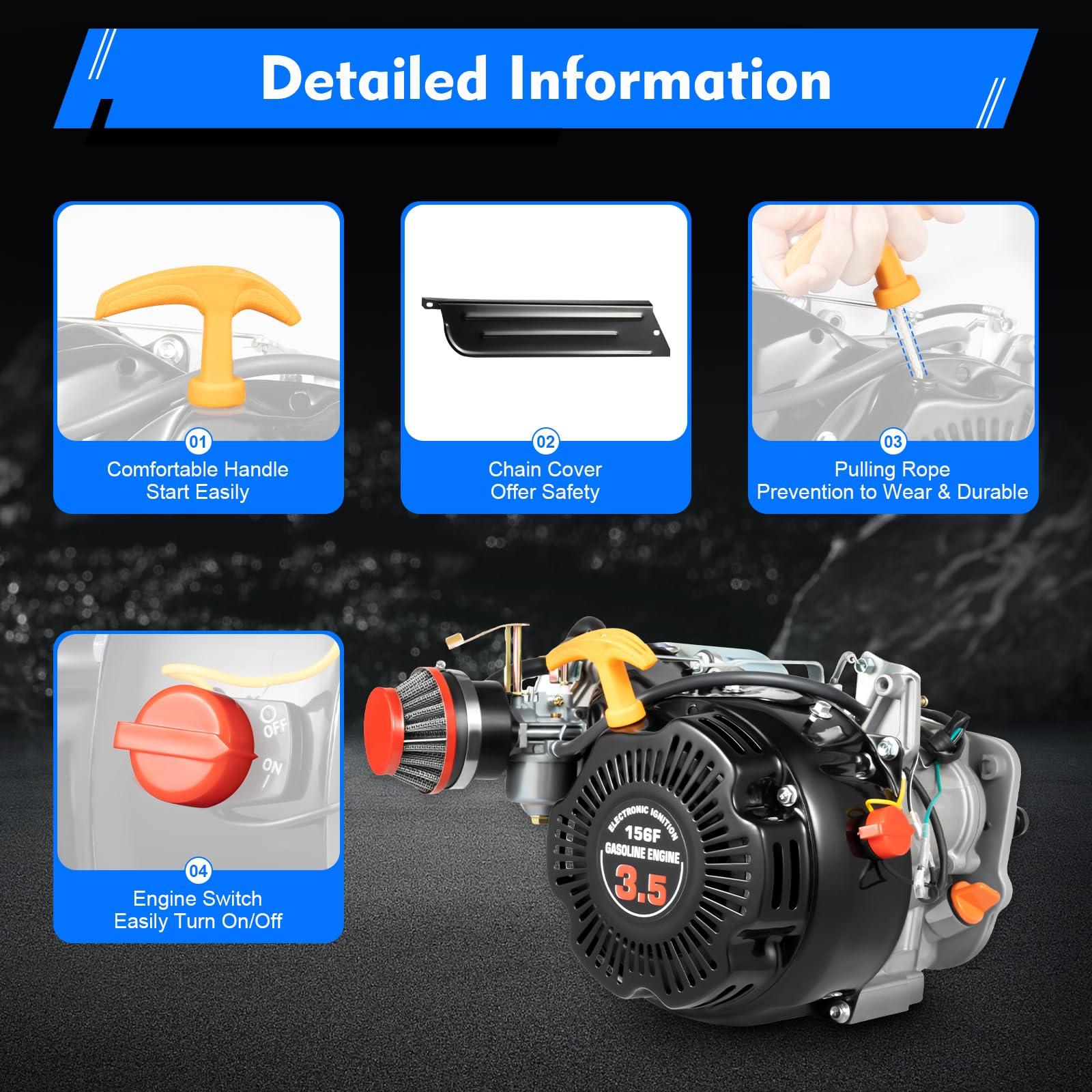 RibasuBB RibasuBB 100cc 4-Stroke Bicycle Gasoline Engine Air-Cooled Motor Chain Muffler Complete Assembly Gas Motorized Motor Kit for Motorized Bicycle 26-28inch Bikewith Belt