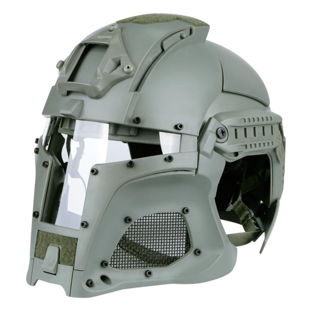 ACEXIER ACEXIER Tactical Military Ballistic Helmet Side Rail NVG Shroud Transfer Base Army Combat Airsoft Paintball Full Face Mask Helmet (Grey)