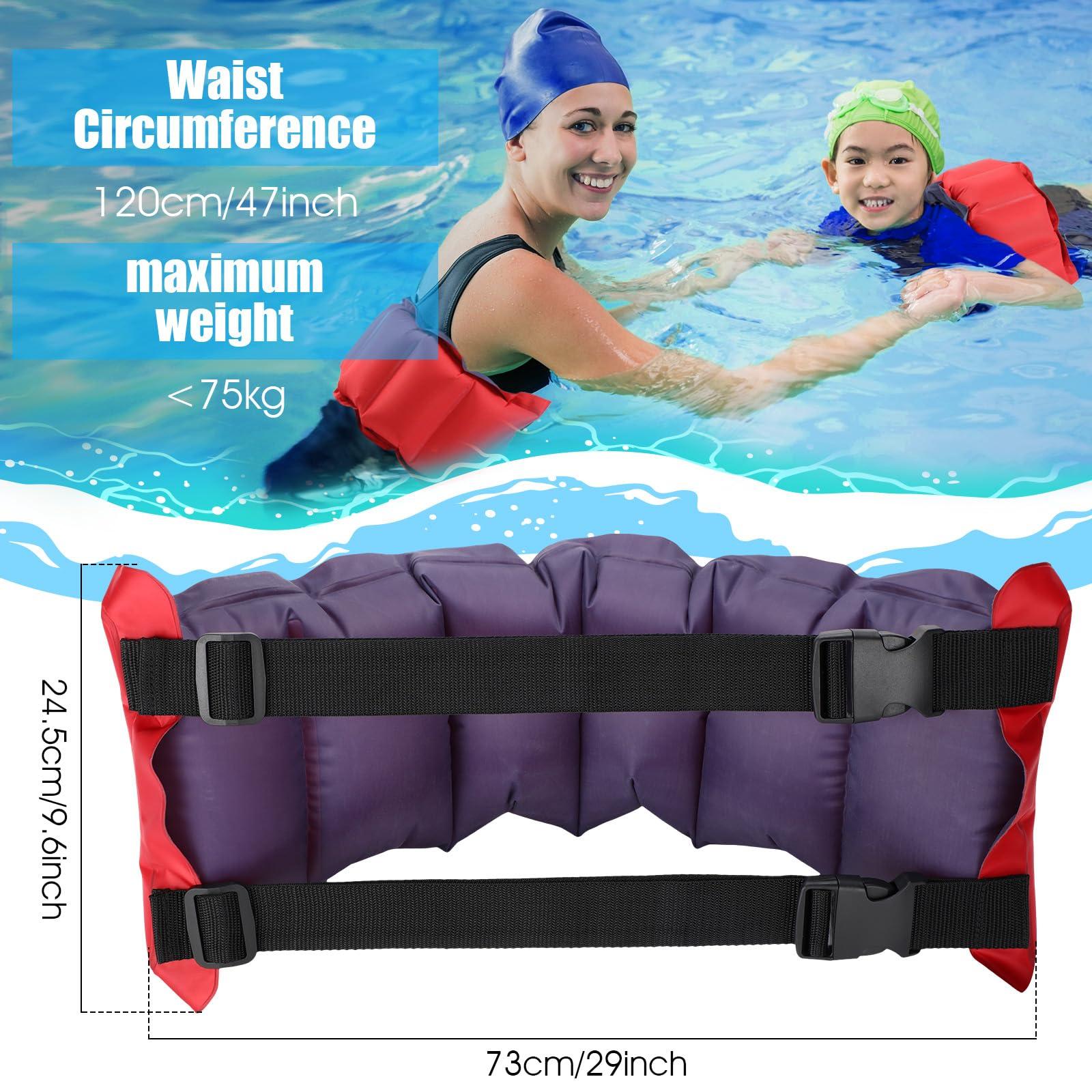 Lewtemi Lewtemi 1 Pcs Inflatable Swim Belt Pool Flotation Portable Waist Floatation Aid for Adults Adjustable Floating Swimming Training Aid Waist Belt with Buckle and Rope for Beginner(Red and Blue)