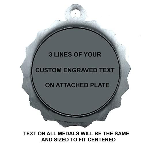 Express Medals Express Medals Custom Soccer Silver Medal Trophy Award with Neck Ribbon & Attached Engraved Plate on Back LAZD214-EG180 1PK