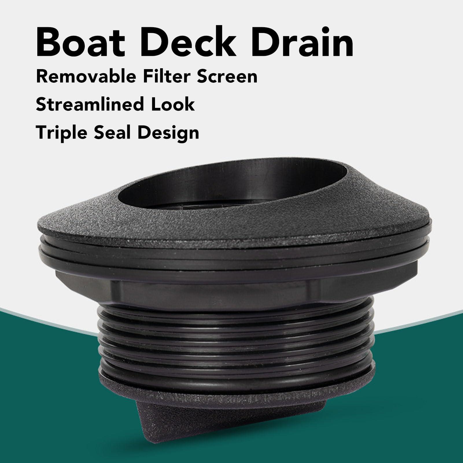 Miriam Song Miriam Song Triple Seal ABS Boat Deck Drain, Easy to Clean, Prevent Blocking, Scupper for Boat Deck Floor (Black)