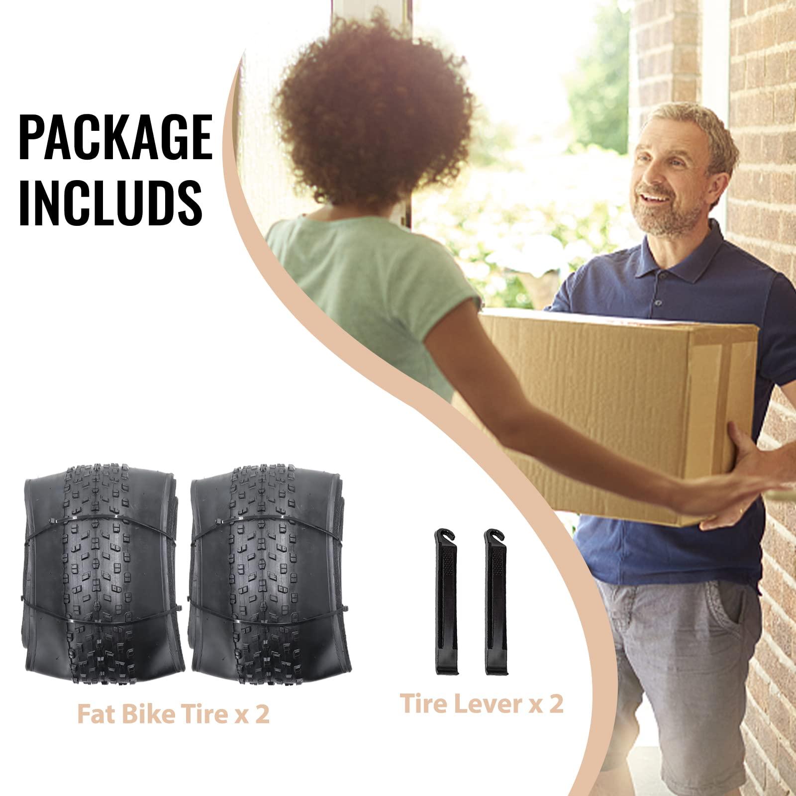 MOHEGIA MOHEGIA Fat Tire,20x4.0 inch Fat Bike Tire,High-Performance and All-Terrain Folding Replacement MTB Bicycle Tire with Street or Trail Riding (Black/2 Tires)