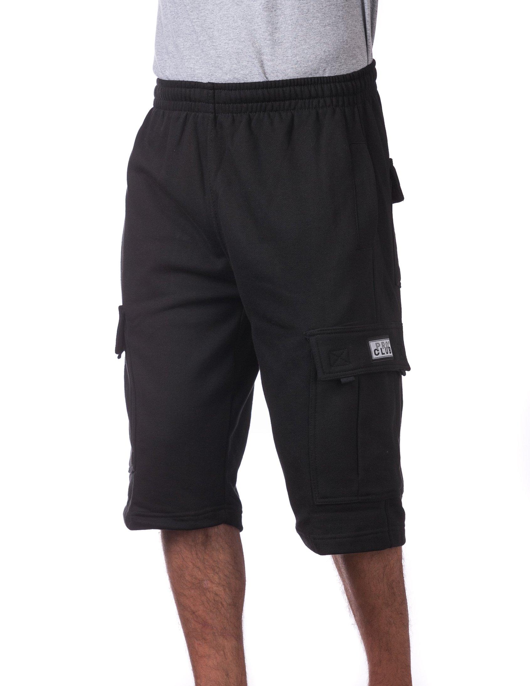 Pro Club Pro Club Men's Fleece Cargo Short, Black, 3X-Large