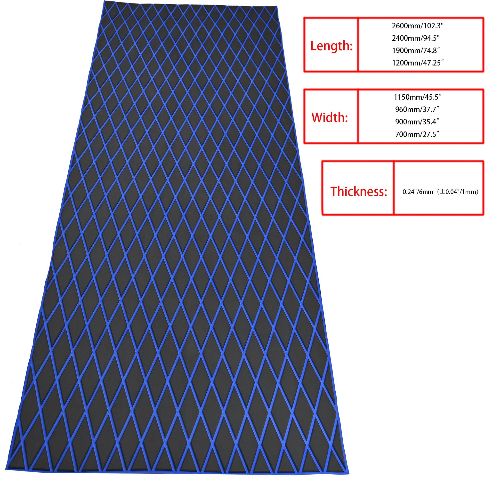 KT GuoMei KT GuoMei 94.5\" 37.8\" EVA Foam Boat Decking Sheet Faux Teak Decking Self-Adhesive Marine Yacht RV Swimming Pool Boat Flooring Motorboat Non-Skid (Dark Gray and Blue Stripes)