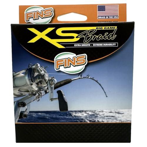 FINS FINS XS Big Game Braid - USA Made - 8-End Round Abrasion Resistant Braided Fishing Line for Freshwater/Saltwater Trolling and Bottom Fishing - White - 100 lb - 150 Yds