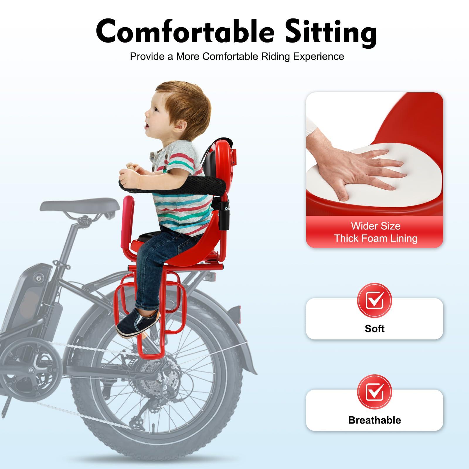 DDBESSIC DDBESSIC Kids Bike Seat, Comfortable Rear Child Bike Seat, Back Mount Child Seat for Adult Bike, Removable Toddlers Bicycle Seat with Wider Footrest and Guardrail