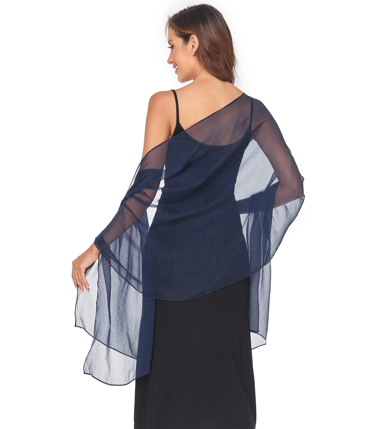 SURVODJA SURVODJA Women Shawls and Wraps for Evening Dress Lightweight Scarf Wedding Guest Shawl Wrap Bridesmaid Scarves(Navy Blue,79''18')