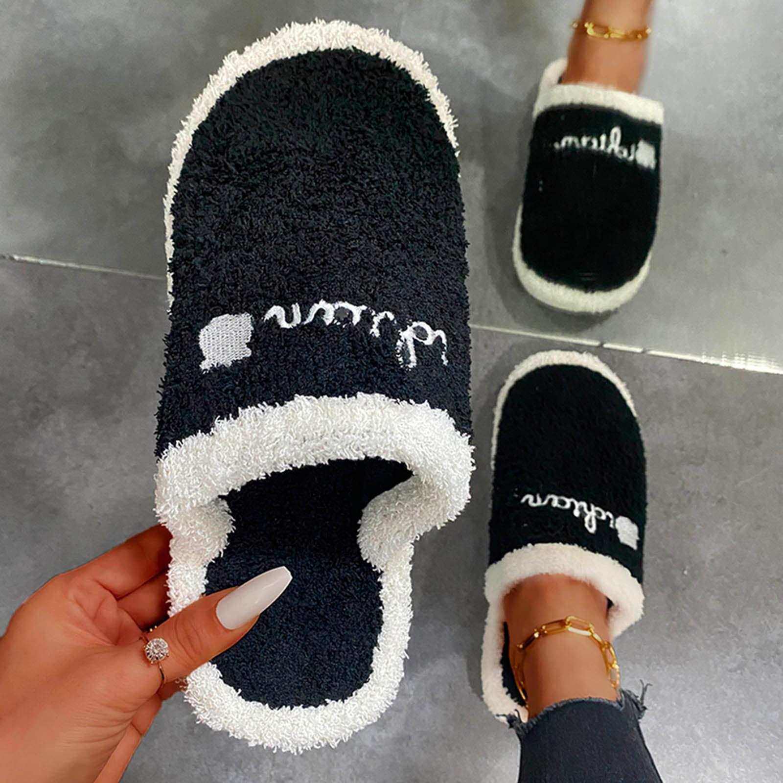 NineFit Basics Unisex Men's Women's Memory Foam Slippers Comfort Cotton-blend Closed Toe House Shoes Indoor Scuff (Black #2, 7.5)