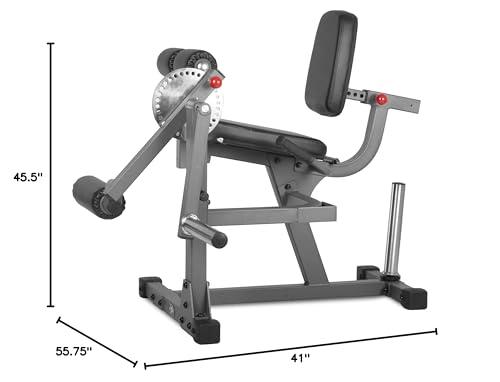 XMark XMARK Seated Leg Extension and Leg Curl Machine, Lower Body Adjustable Leg Exercise Machine, Weight Plate Loaded Leg Rotary Extension