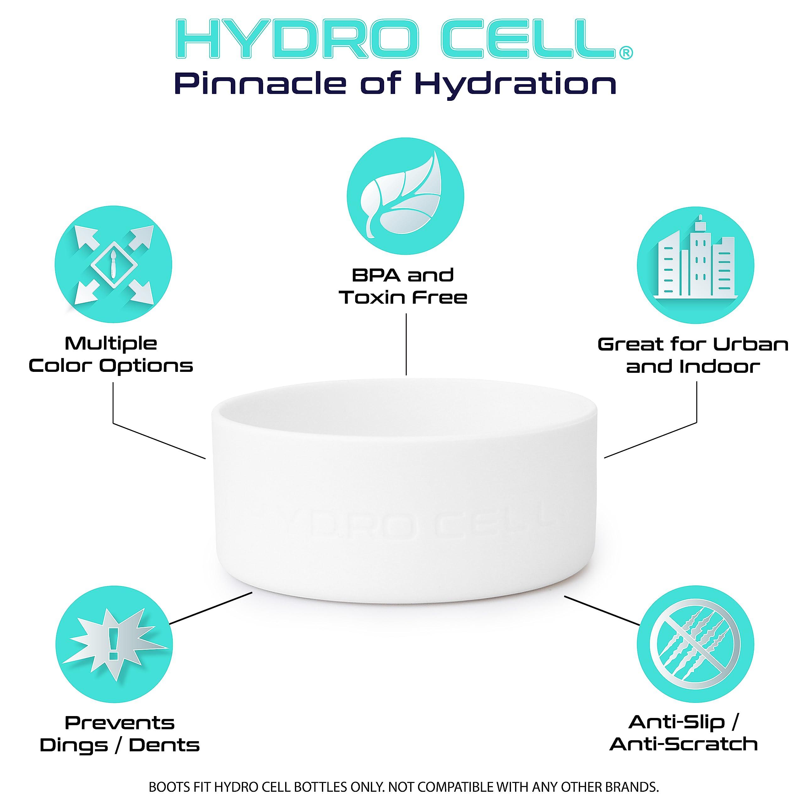 HYDRO CELL HYDRO CELL Protective Silicone Bottom Boot for 40oz, 32oz, 24oz, 18oz Stainless Steel Insulated Water Bottles, Anti-Slip Sleeve Cover (White 18oz)