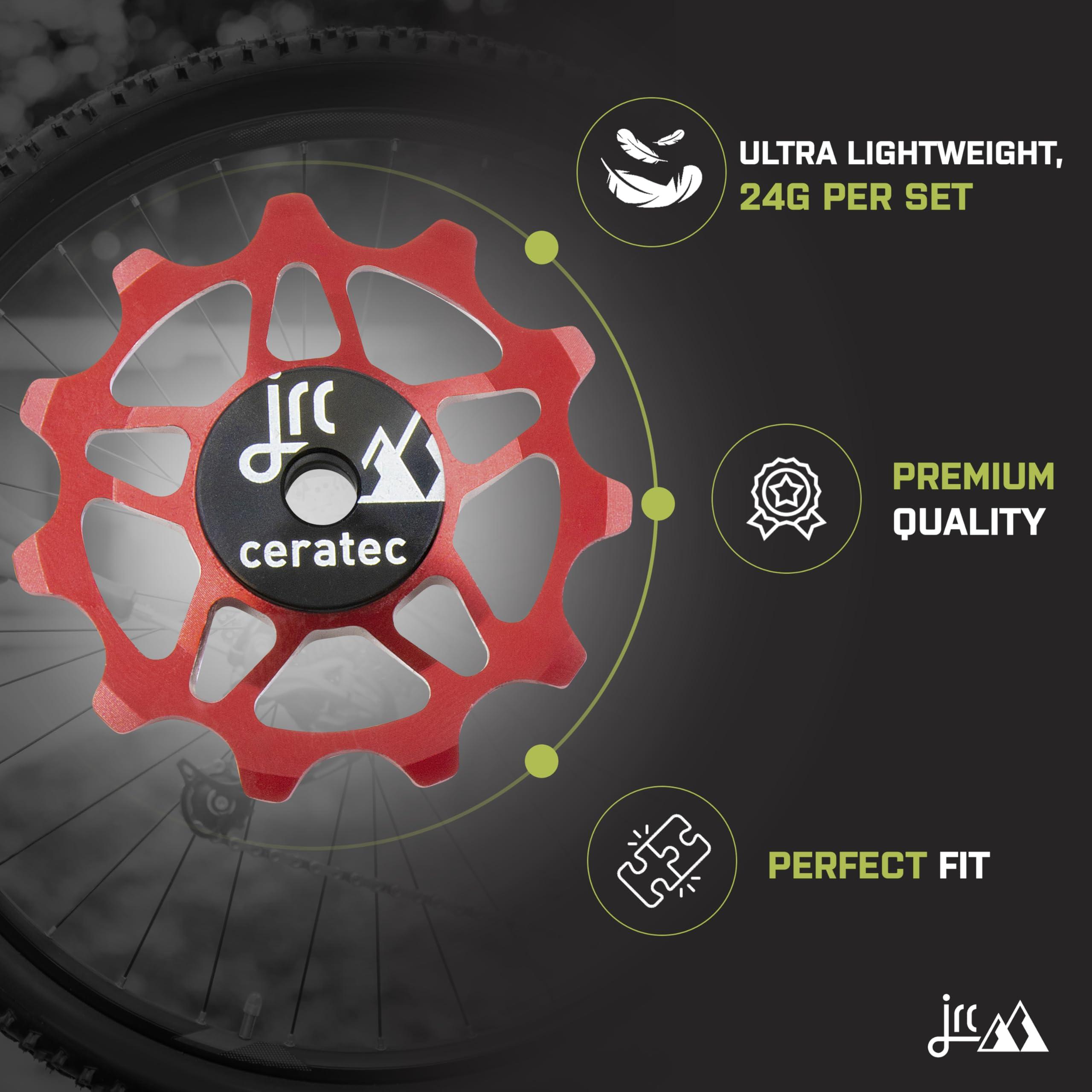 JRC Components JRC Components 11T Ceramic Pulley Wheels | Compatible with Shimano Dura Ace R9250 | Hybrid Ceramic Derailleur Pulley Wheel Suitable with Shimano 12 Speed | Rear Derailleur Pulley Wheels - Red