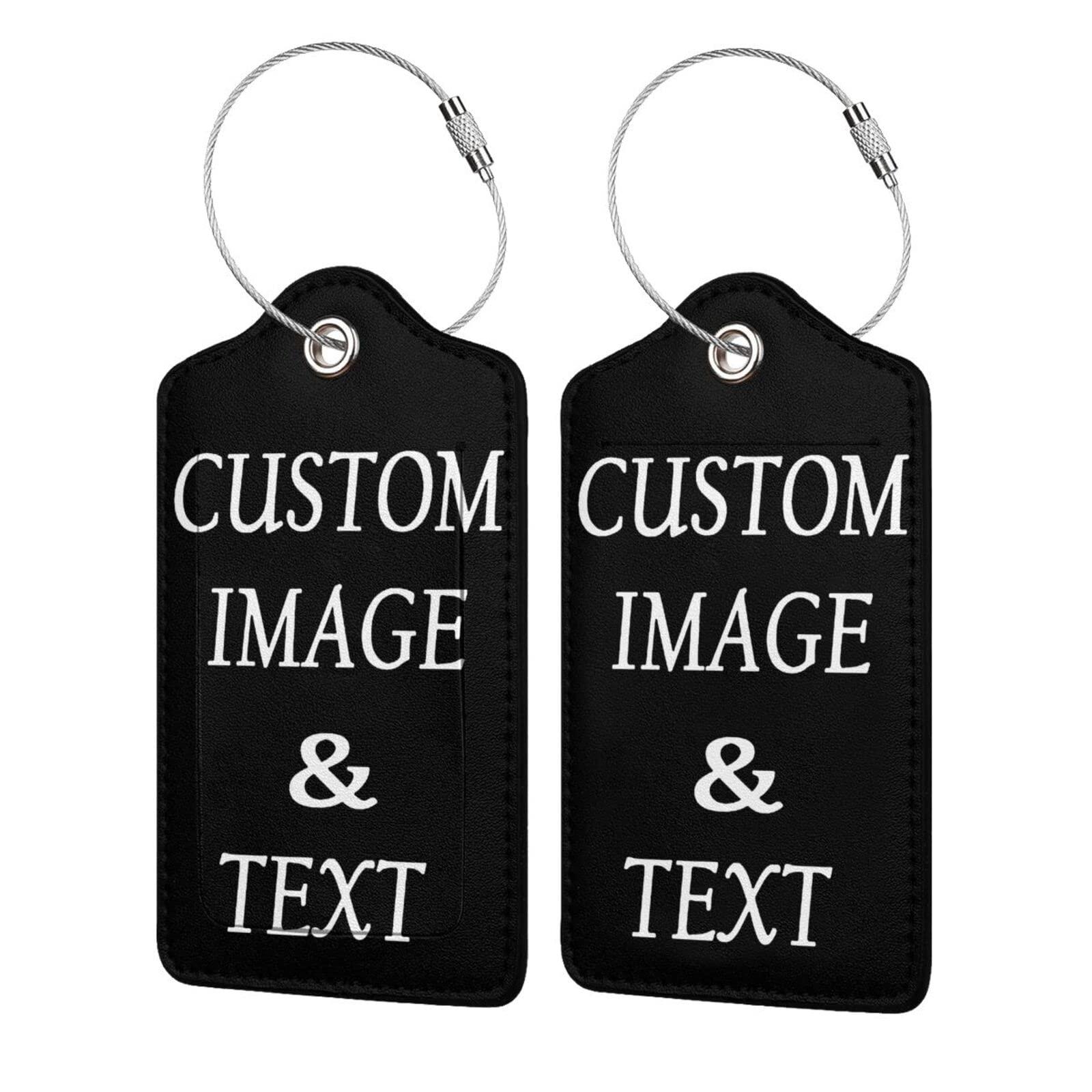 NineFit Basics Personalized Luggage Tags for Suitcases Customized Your Own Name Photo Text Custom Luggage Tags Leather Luggage Tag 1 Pcs
