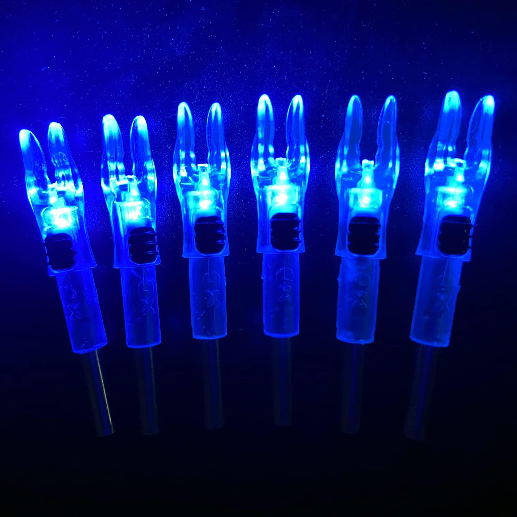 KEAUP KEAUP 6PCS X Lighted Nocks for Arrows with .204 .233 .244 .246 Inside Diameter with H, S, GT Bushings High-Visibility LED Arrow Nocks, ON/Off Switch Included