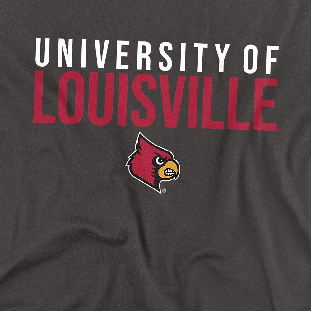 University of Louisville University of Louisville Official Stacked Unisex Adult T-Shirt, Charcoal, 5X-Large