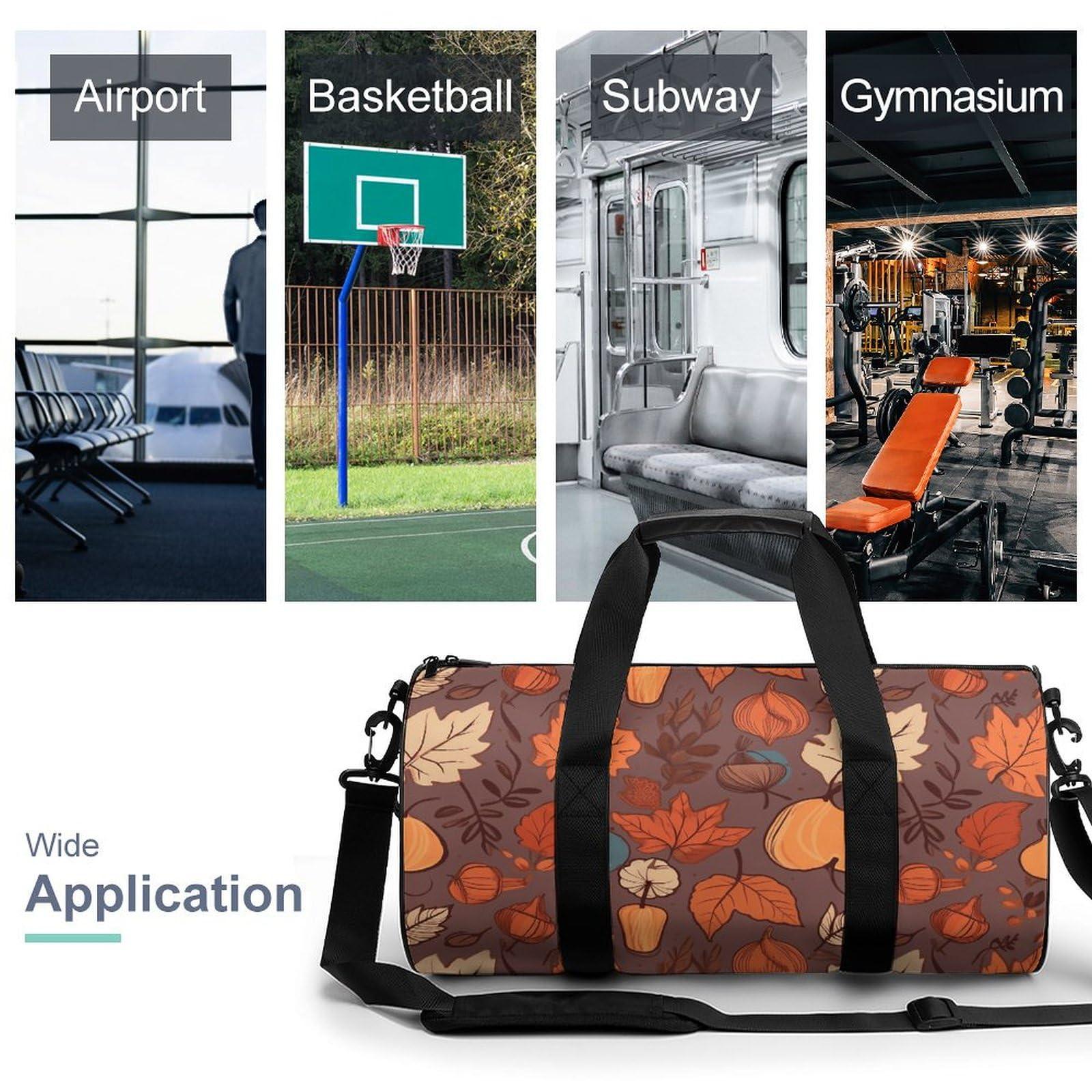 LXTDPBK Gym Bags for Men Women Fall Duffle Bag Travel Overnight Bag with Shoe Compartment Tote Bags
