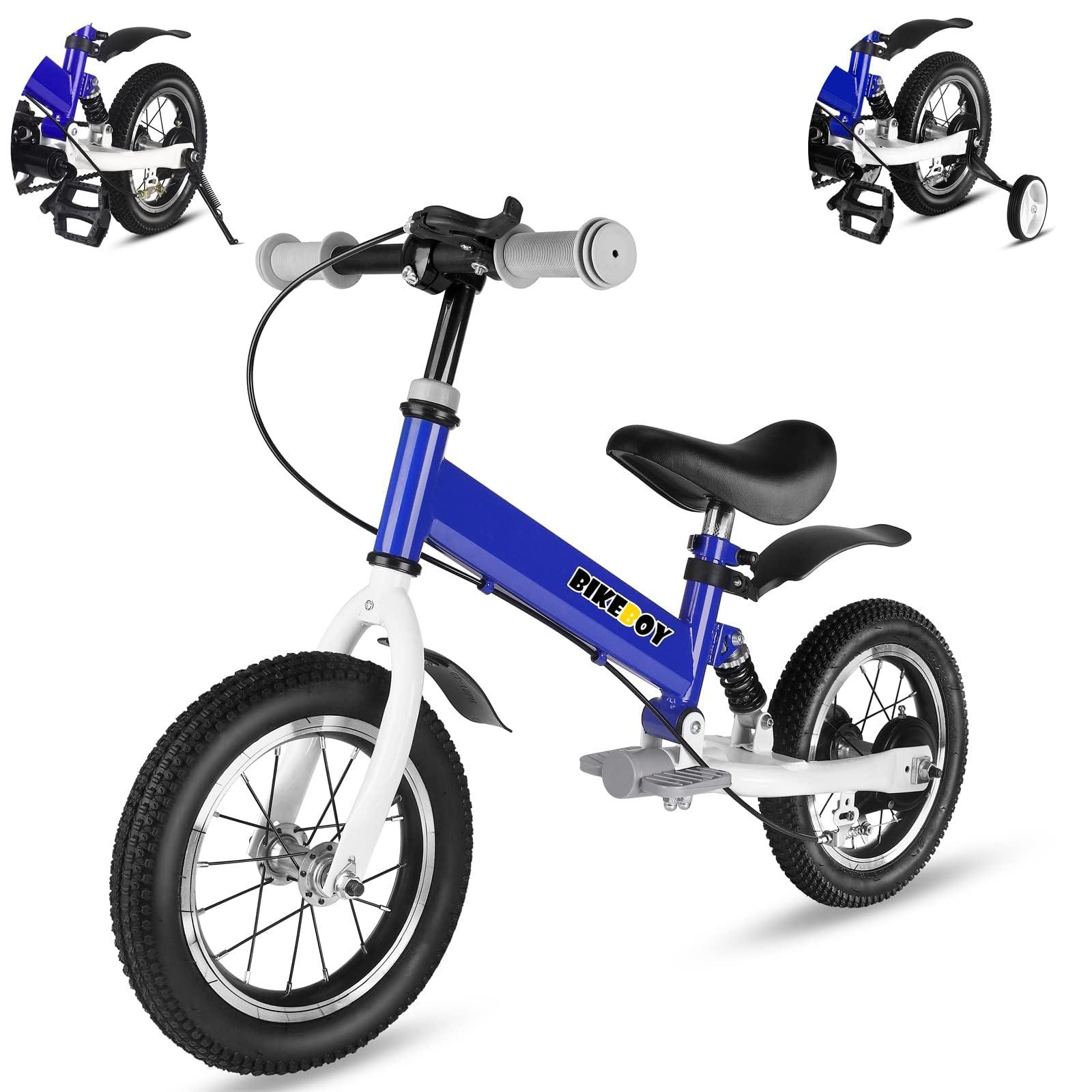 bikeboy bikeboy Balance Bike 3 in 1,The Dual Use of a Kids Balance Bike and Kids Bike,12 14 Inches for 2-6 Years Old,with Shock Absorbers, Fenders, Pedals, Auxiliary Wheels