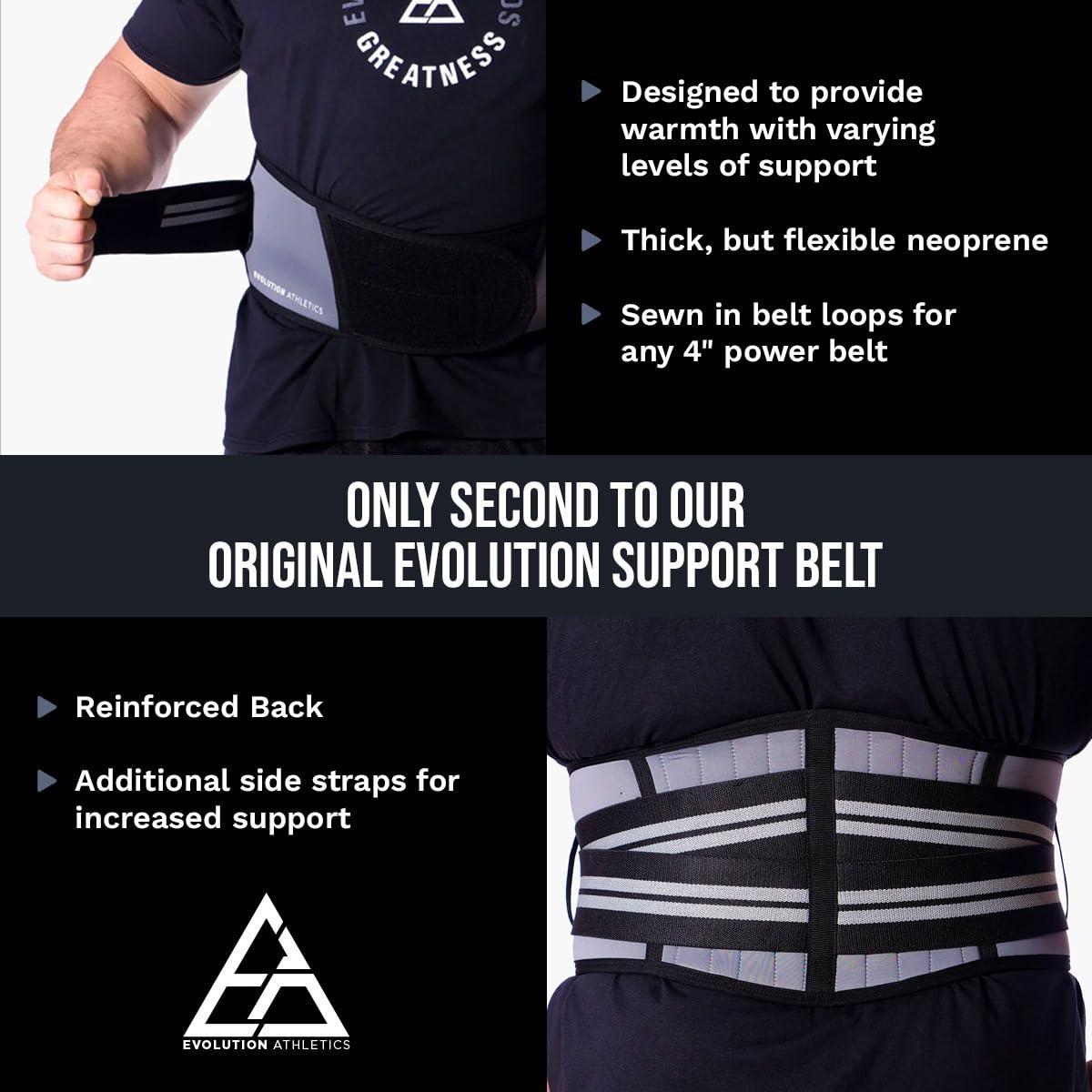 EA EVOLUTION ATHLETICS Evolution Athletics Weight Lifting Sport Belt for Strength Training, Powerlifting, or Deadlift, Features Thick Flexible Comfortable Neoprene, Reinforced Back, Adjustable Side Straps, XL, Gray