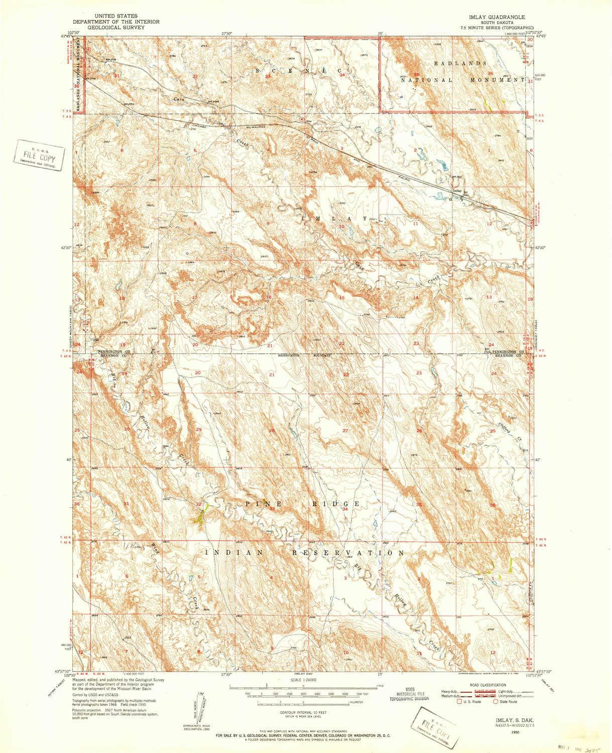 YellowMaps YellowMaps Imlay SD topo map, 1:24000 Scale, 7.5 X 7.5 Minute, Historical, 1950, Updated 1952, 27 x 21.9 in - Polypropylene
