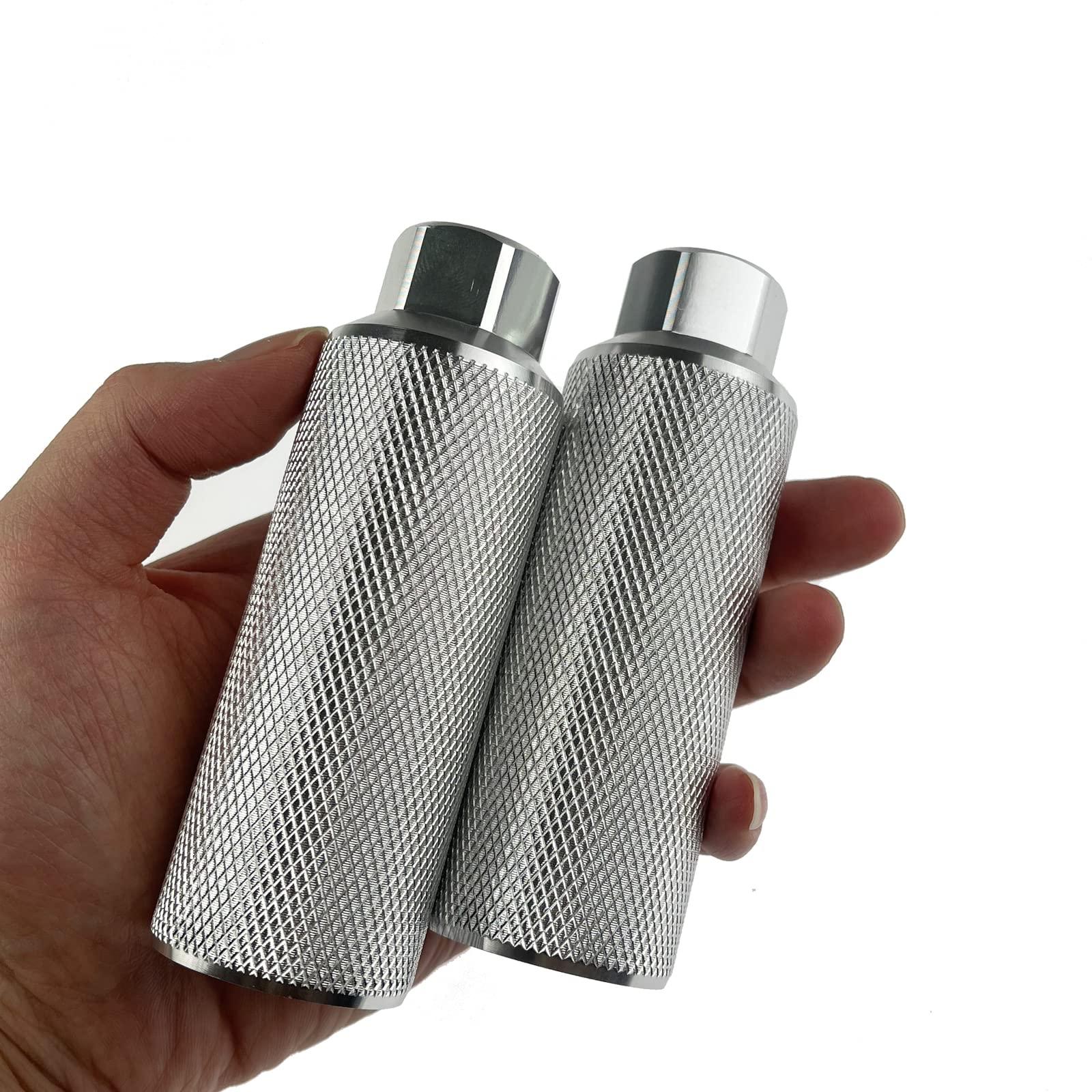 Zelerdo Zelerdo 2 Pairs Aluminum Alloy Bike Pegs for Mountain Bike Cycling Rear Stunt Pegs Fit 3/8 inch Axles (110x38 mm) (Silver)