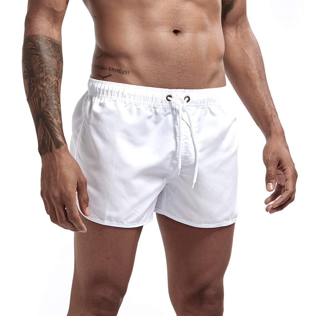 WABEOR Mens Swimming Trunks 5 Inch Inseam No Mesh Liner Quick Dry Swim Shorts Summer Beach Swim Trunks Surfing Sport Bathing Suit A-White