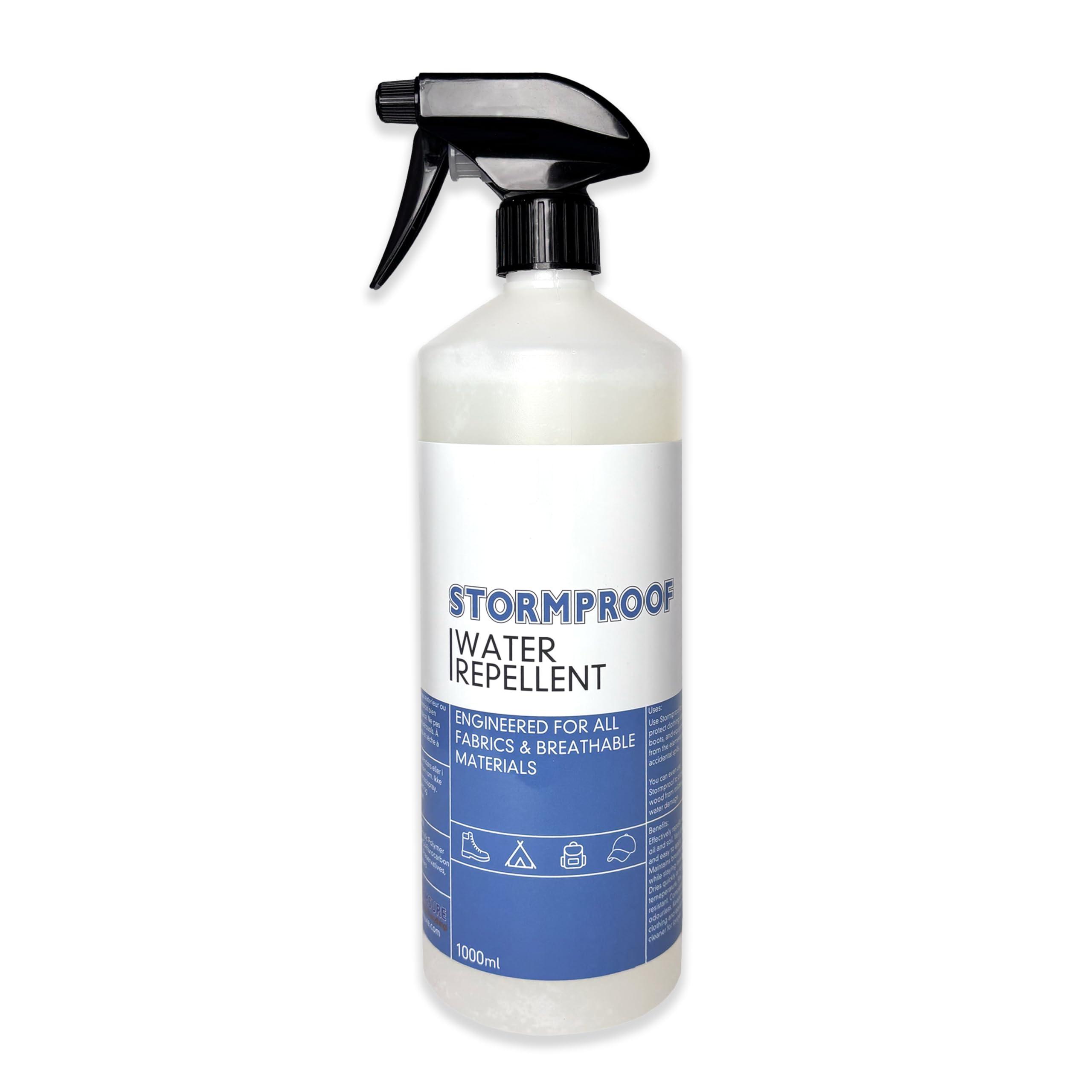Stormsure Stormproof Ultimate Waterproofing Spray - Repels Water, Oil, Stains for Outdoor Gear, Clothing & Footwear - Breathable, Ideal for Camping & Hiking (1 Litre)