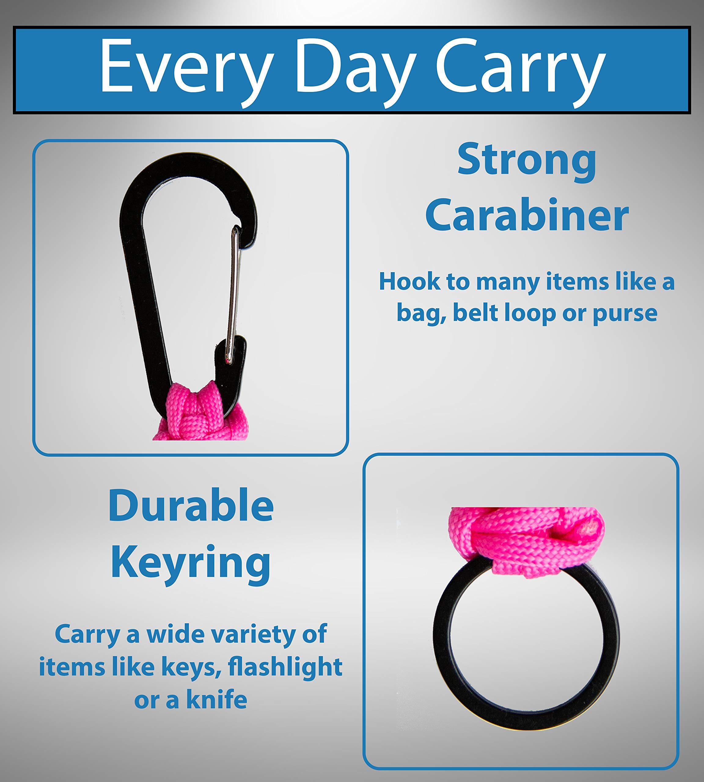 C and C Adventures C and C Adventures Carabiner Keychain Lanyard Hook with Paracord Strap Key Ring Para Cord D Locking Hanger Keyring Clip for Keys, Backpacks, Camping, Hiking, Traveling