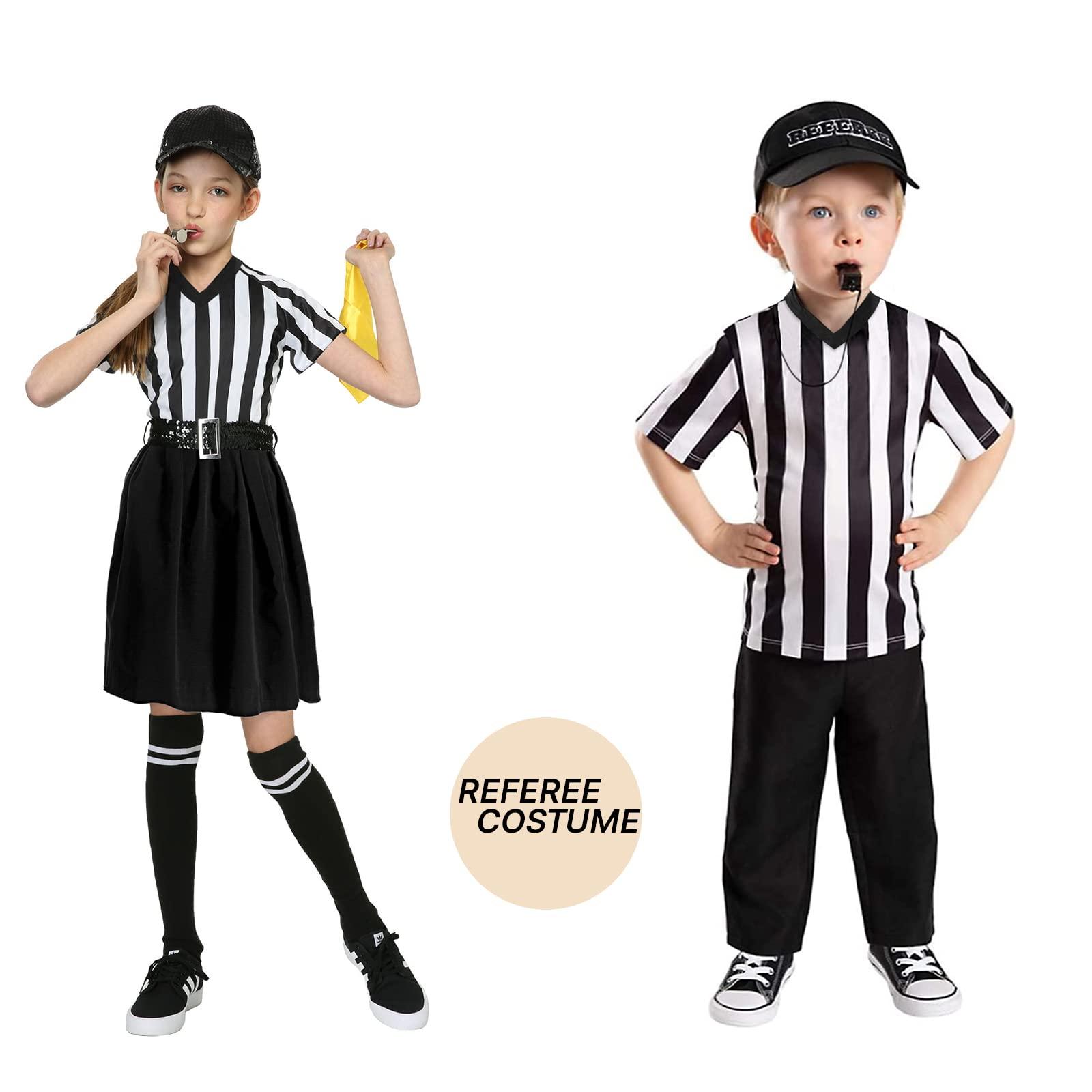 Thapower Thapower Children Referee Shirt Costume Kids Youth Black and White Stripe Boy Girls Toddler Ref Jersey,V Neck