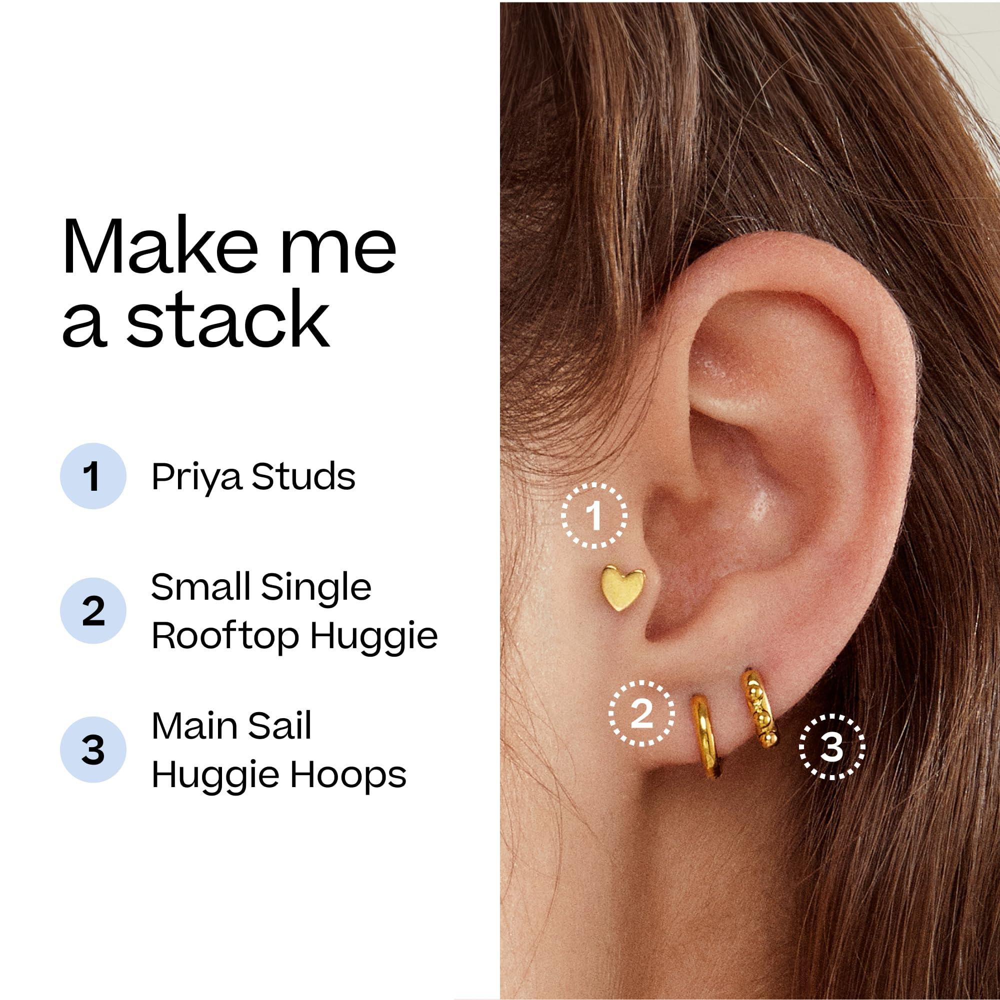 Tini Lux Tini Lux | Hypoallergenic Earrings | Titanium Priya Heart Studs | Silver | Titanium Stud Earrings for Women | Earrings Studs, Sensitive Ears, Trendy Womens Earring Set