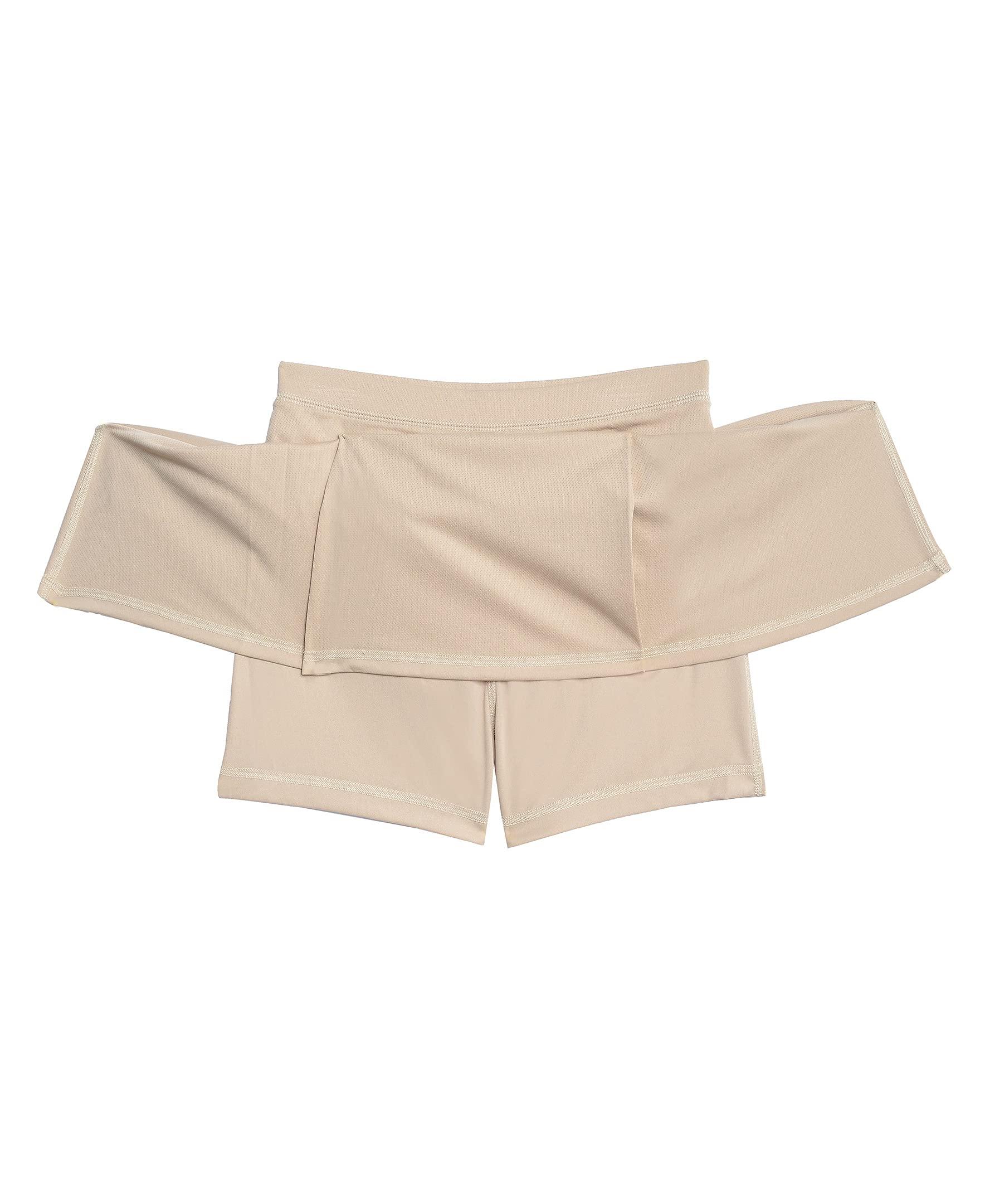 IZOD IZOD Girls' School Uniform Sensory-Friendly Pleated Scooter Skirt with Undershorts, Soft Fabric, Tagless with Flat Seams, Khaki, 8