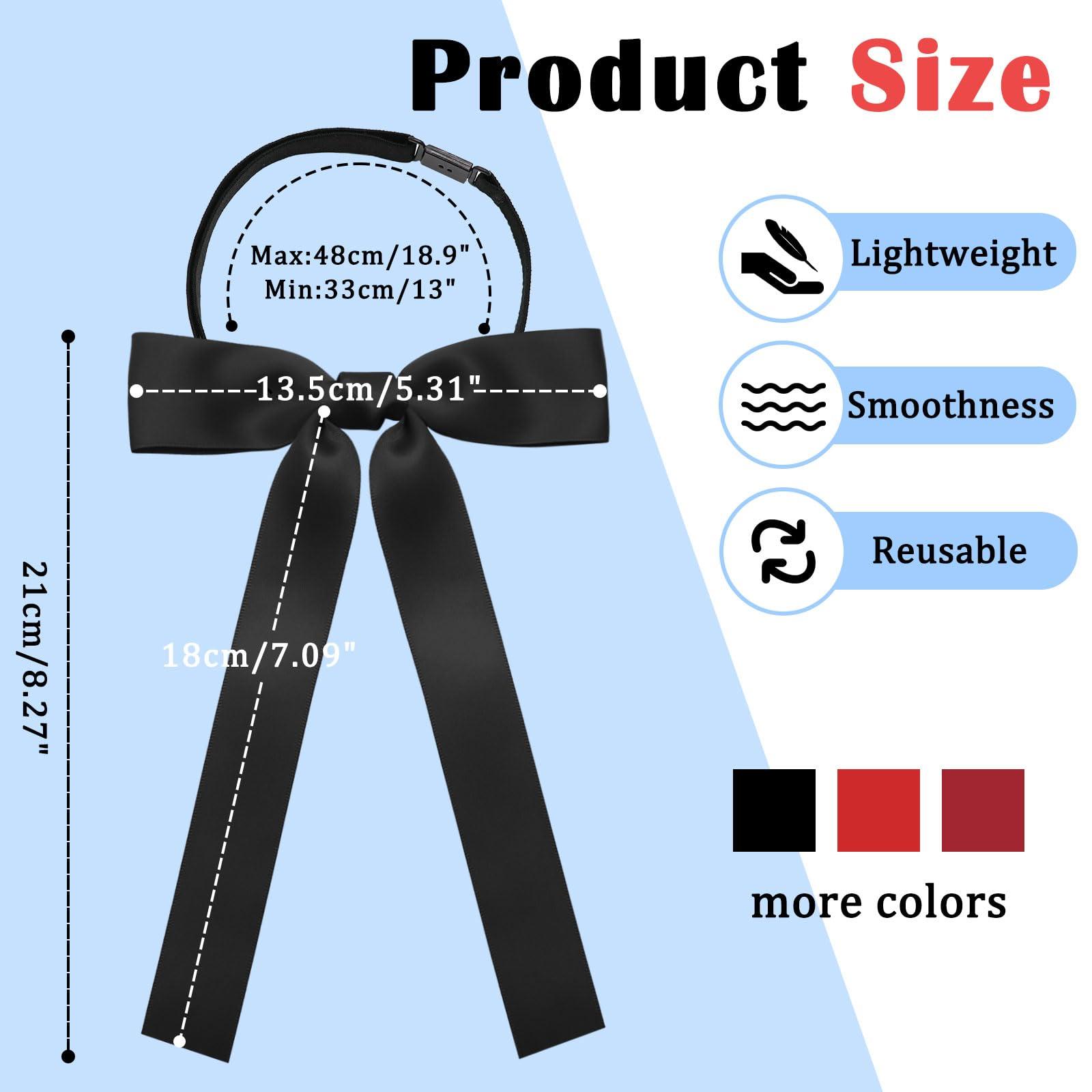 Luckyvestir Luckyvestir Western Bow Ties for Men Women, Black/Red Colonel Satin Ribbon String Bow Tie for Costume Uniform