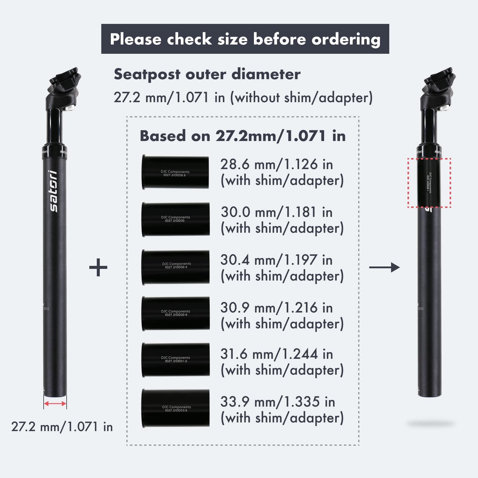 DJC Components DJC Satori Bike Suspension Seatpost Shock Absorber Damper Seat Post 27.2 28.6 30 30.4 30.9 31.6mm Solo(30mm black)
